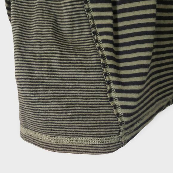 Habitat Artsy Asymmetric Cowlneck Tunic Top Green Black Stripe Sz XL Lagenlook - Picture 5 of 14